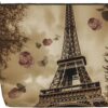 Linen Makeup Bag For Women, Waterproof Travel Cosmetic Organizer Lightweight Zipper Travel Toiletry Bag Organizer Paris Eiffel Tower Makeup Brushes Storage Bag
