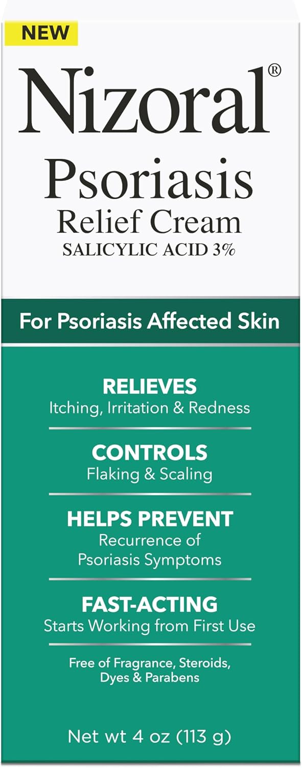 Nizoral Psoriasis Relief Cream- Relieves Itching, Irritation & Redness and Controls Flaking and Scaling with Maximum Strength Medicine (Salicylic Acid 3%), 4 Fl Oz