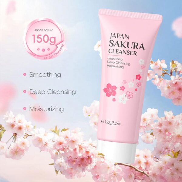 iiniim Sakura Face Wash 150g Gentle Daily Facial Cleanser for Women Girls Hydrating Moisturizing Cherry Blossom Foam Cleanser Soft Skin Pore Refining Pink One Size