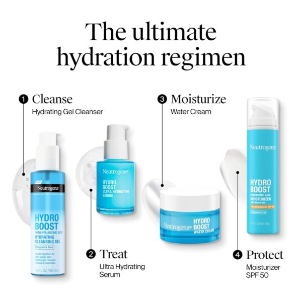 Neutrogena Hydro Boost Water Cream, 72 Hr Hydration for Normal/Extra Dry Skin, Fragrance Free, Face Moisturizer with Hyaluronic Acid, 1.7 oz. & Trial Size Hydro Boost Hydrating Gel Cleanser, 0.5 fl oz