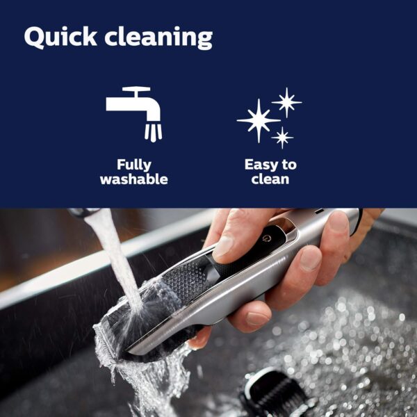 Norelco Philips Beard Trimmer and Hair Clipper Series 5500, Electric, Cordless, one Pass Beard Trimmer and Hair Clipper with Washable Feature for Easy Clean - No Blade Oil Needed - BT5511/49