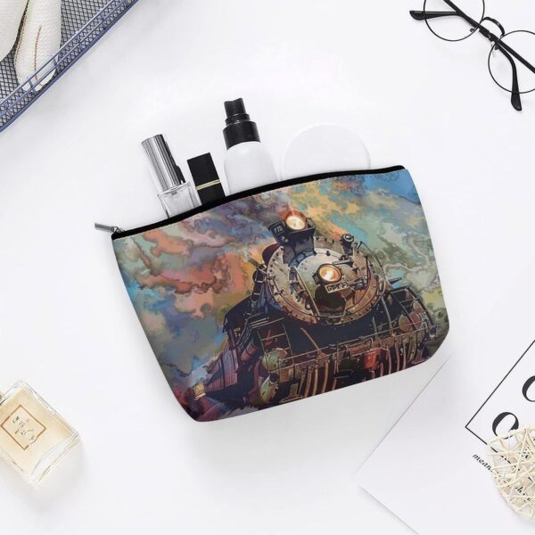 Toiletry Bag for Women Beautiful Steam Train Cosmetic Bag Portable Capacity Travel Makeup Bags with Zipper Lightweight Cute Beauty Makeup Organizer for Traveling, Accessories, Essentials