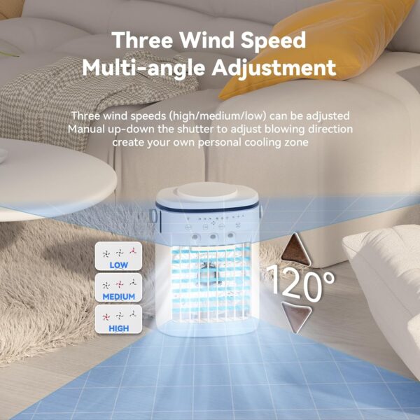Portable Air Conditioner,Cooling Fan with 3 Speeds &3 Modes,2-8H Timer,1000ml Water Tank, Remote Control,4 in 1 Humidifier, Air Conditioner,Fan,Night Light,Evaporative Air Cooler for Home,Office