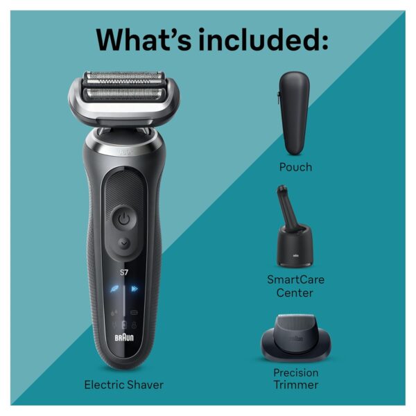 Braun Electric Shaver for Men, Series 7 7171cc, Wet & Dry Shave, Turbo & Gentle Shaving Modes, Waterproof Foil Shaver with Precision Trimmer, Space Grey