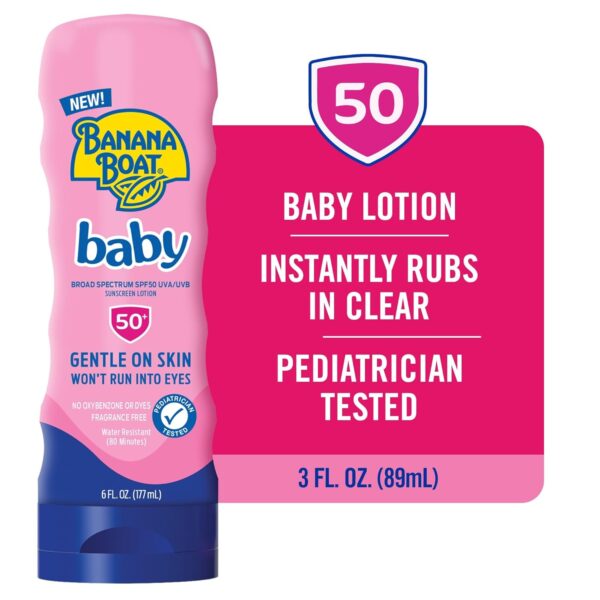 Banana Boat Baby Sunscreen SPF 50, 6oz | SPF 50 Sunscreen for Babies and Toddlers, Beach Essentials, Baby Sunblock, 6oz