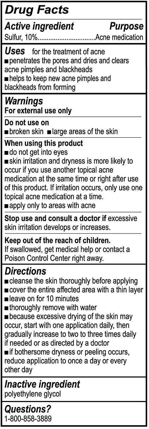 De La Cruz Sulfur Ointment - Cystic Acne Treatment for Face and Body - Daily 10 Min Spot Treatment Mask - Safe and Effective Game Changing Hormonal Acne Treatment that Clears Up Pimples 2.6oz (6 Pack)