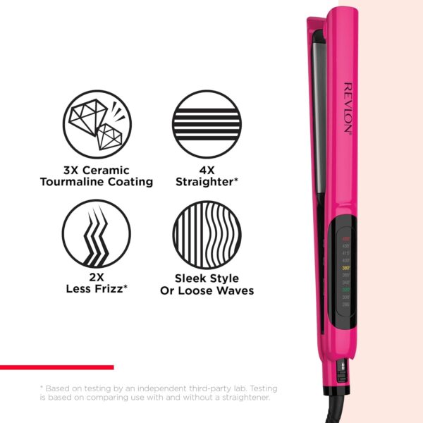REVLON Ceramic Coated 1 Inch Flat Iron - Hair Straightener Helps Fight Frizz & Enhances Shine for Sleek Styles or Loose Waves, Travel Ready Flat Iron