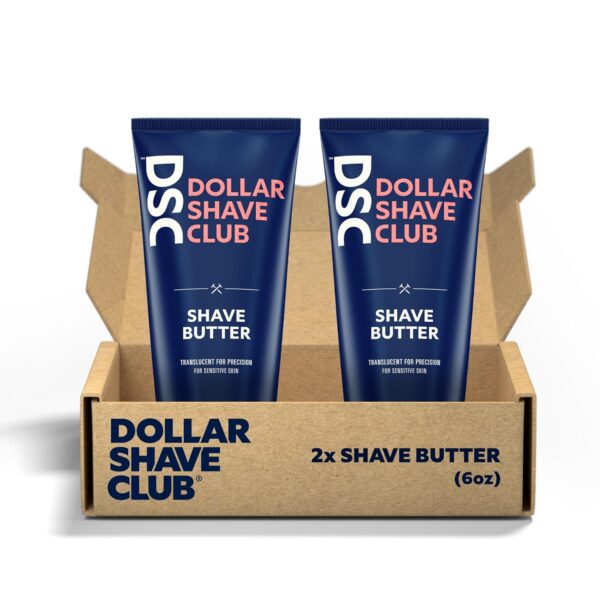 Dollar Shave Club Butter, For Sensitive Skin, A Translucent Shaving Cream & Gel Alternative & 8 Count 6 Blade Razor Refills with Built-in Trimmer