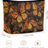 Heaps of Orange Monarch Butterflies Makeup Bag for Women Portable Travel Toiletry Pouch, PU Leather Cosmetic Bag with Zipper