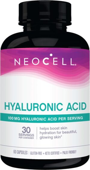 NeoCell Hyaluronic Acid Capsules, Essential Lubricant, Supports Tissue Hydration, Gluten Free, 60 Count, 1 Bottle