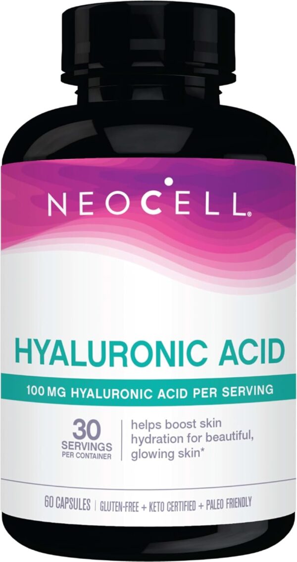 NeoCell Hyaluronic Acid Capsules, Essential Lubricant, Supports Tissue Hydration, Gluten Free, 60 Count, 1 Bottle