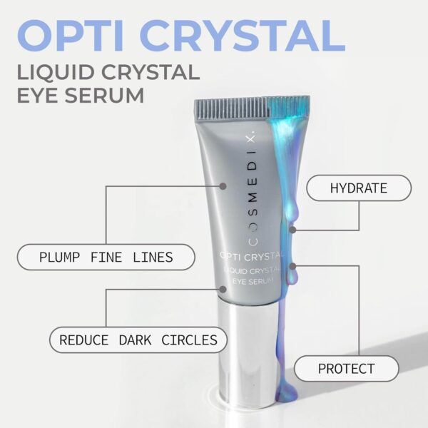 COSMEDIX Under Eye Serum for Dark Circles & Puffiness, Opti Crystal - Lifting & Firming Liquid Serum for Fine Lines & Wrinkles - Brightening, Moisturizing, & Hydrating Anti Aging Eye Puffy Bags Serum