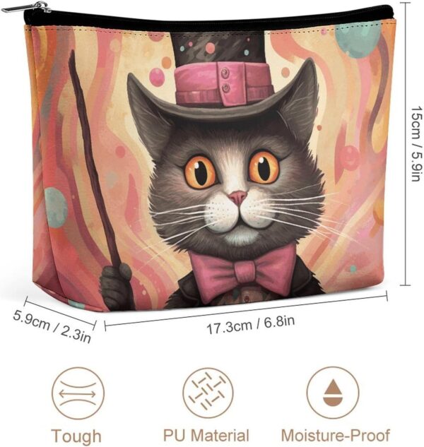 Makeup Bag for Women Cosmetic Bags Cat Holding A Cane Travel Toiletry Bag Cute Zipper Make Up Bags Large Capacity Makeup Case Organizer Portable Makeup Pouch for Travelling Gift