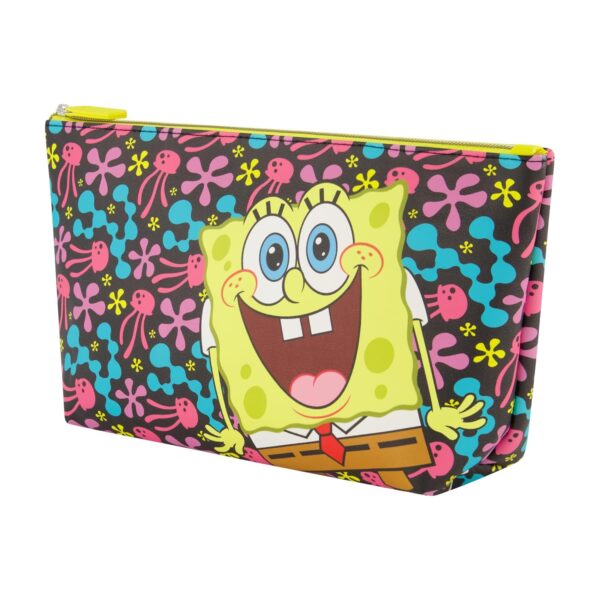 Concept One SpongeBob SquarePants Travel Makeup Bag, Trapezoid Cosmetic Organizer Pouch for Women, Multi