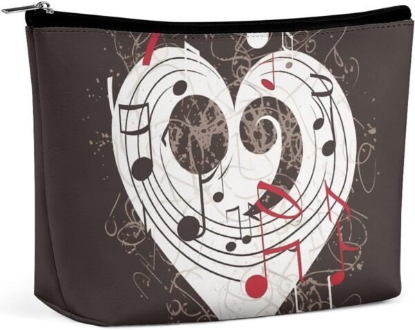 Makeup Bag for Women Cosmetic Bags Music Symbols Love Travel Toiletry Bag Cute Zipper Make Up Bags Large Capacity Makeup Case Organizer Portable Makeup Pouch for Travelling Gift