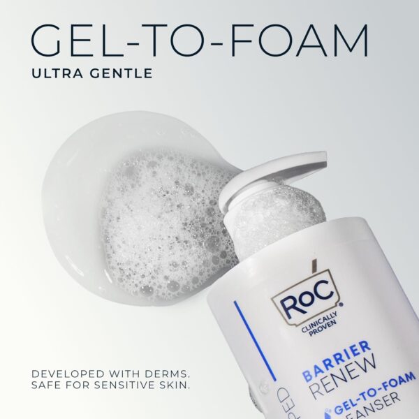 RoC Barrier Renew Gel to Foam Non Drying Facial Cleanser to Hydrate Skin, 12 Ounces
