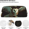 Flying Owl Pencil Pouch Large Capacity Pencil Case Leather Cosmetic Bag Office Desk Organizer Coin Pouch Portable Zipper Toiletry Bag for Travel Outdoor