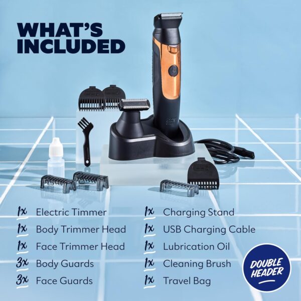 Dollar Shave Club | Double Header Electric Trimmer | Electric Razor with Beard Head & Body Grooming Head