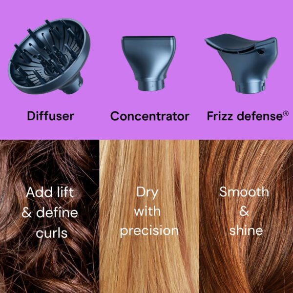 Infiniti PRO by CONAIR DigitalAIRE 2.0 Hair Dryer, 1875W Frizz-Reducing Ionic Hair Blow Dryer with Diffuser, Up to 5X More Speed and 90,000 RPMs for Advanced Drying Power, Blue