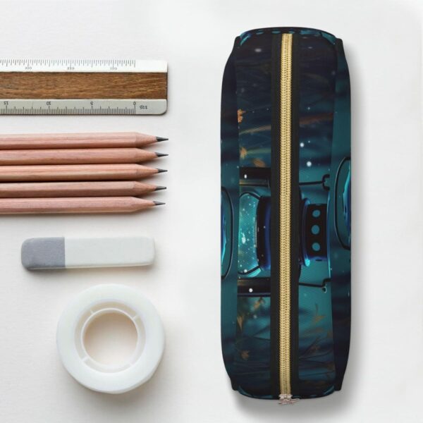 Fireflies And Lantern Leather Pencil Case Large Capacity Pen Pouch,Zipper Makeup Bag For Women Men Travel Toiletry Bags Waterproof Cosmetic Bag Wide-Open Coin Pouch Purse