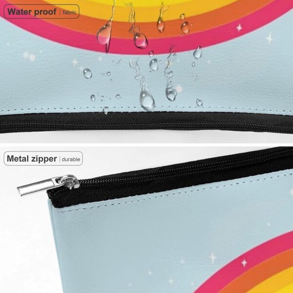 Small Rainbow Makeup Bag for Women Portable Travel Toiletry Pouch, PU Leather Cosmetic Bag with Zipper