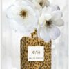 Stupell Industries Leopard Print Perfume Bottle Glam White Spring Florals, Design by Carol Robinson Wall Plaque, 10 x 15