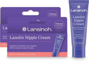 Lansinoh Lanolin Nipple Cream Safe for Breastfeeding Baby, 100% Natural Nipple Butter for Mom, Breastfeeding Essentials, 1.41 Ounces (2 Pack)