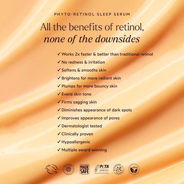 True Botanicals Phyto Retinol Sleep Serum | Nightly Anti-Aging Serum | Retinol Alternative | Targets & Reduces Fine Lines & Wrinkles | Dermatologist Tested, All Natural, Vegan | 1 fl oz | 30 ml