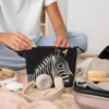 Linen Makeup Bag For Women, Waterproof Travel Cosmetic Organizer Lightweight Zipper Travel Toiletry Bag Organizer Animal Zebra Makeup Brushes Storage Bag