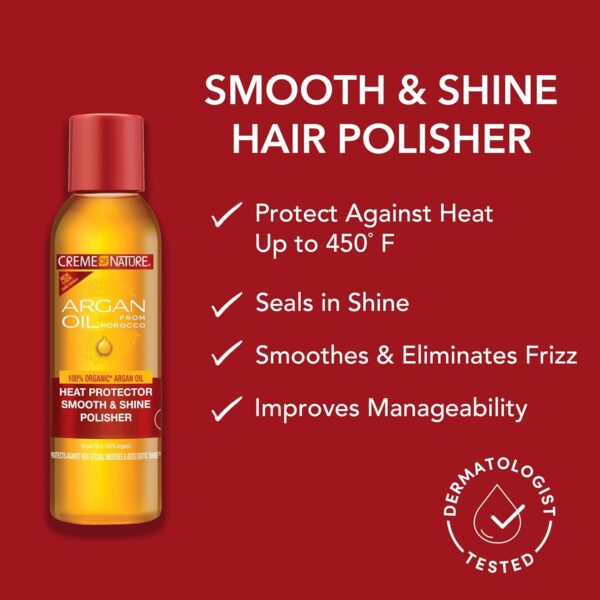 Creme of Nature, Argan Oil for Hair, Smooth & Shine Hair Polisher, Argan Oil of Morocco for Anti Frizz Control, 4 Fl Oz