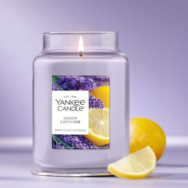 Yankee Candle Large Jar Scented Candle with up to 150 Hour Burn Time, Premium Plant Wax Blend for Consistent Burn, 22 oz Jar Candle with Room Filling Fragrance, Lemon Lavender