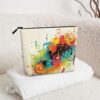 Linen Makeup Bag For Women, Waterproof Travel Cosmetic Organizer Lightweight Zipper Travel Toiletry Bag Organizer Abstract Music Themed Makeup Brushes Storage Bag