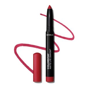 REVLON ColorStay Matte Lite Crayon Lipstick with Built-in Sharpener, Smudge-proof, Water-Resistant Non-Drying Lipcolor, 010 Air Kiss, 0.049 oz