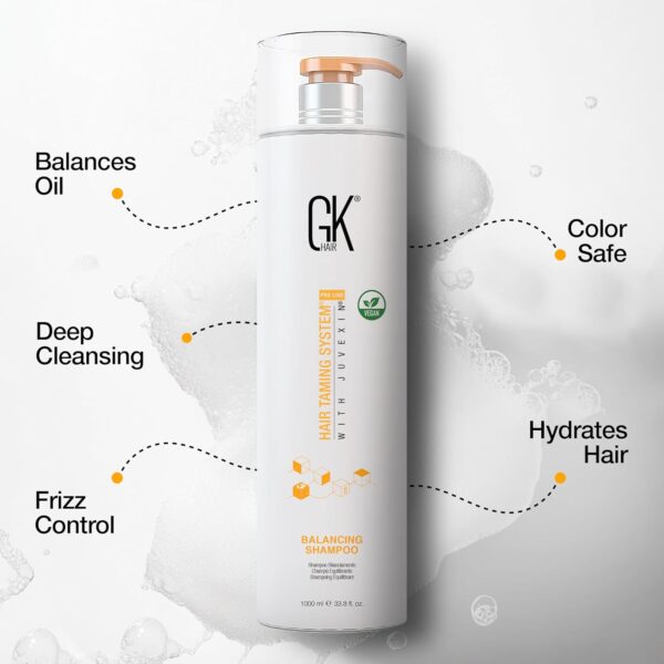 GK HAIR Balancing Shampoo Repairs Dry Damage For Oily Flaky Itchy Scalp Thinning Removes Impurities Deep Cleansing Natural Moisture Keratin Treatment Sulfate Parabem Free All Hair Types - 33.8 Ounce