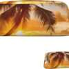 Tropical Beach Palm Tree Sunset Pencil Pouch Large Capacity Pencil Case Leather Cosmetic Bag Office Desk Organizer Coin Pouch Portable Zipper Toiletry Bag for Travel Outdoor