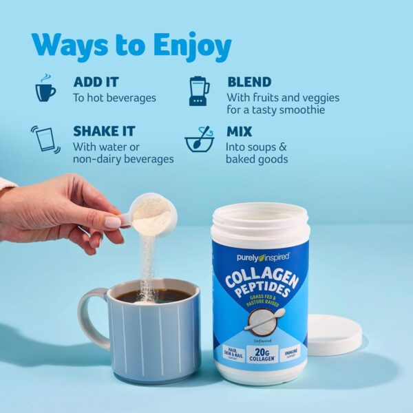 Purely Inspired Collagen Powder, Unflavored (20 Servings) - 20g Collagen Peptides Protein Powder for Women & Men - Grass-Fed & Pasture Raised - Gluten-Free, Paleo & Keto-Friendly Collagen Drink