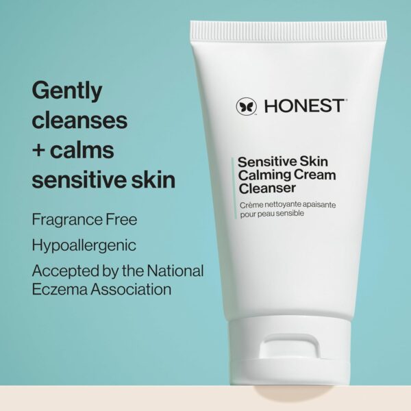 Honest Beauty Sensitive Skin Calming Cream Cleanser | Gently Cleanses, Hydrates, + Calms Skin | Hypoallergenic, Fragrance Free, Vegan | 4 fl oz