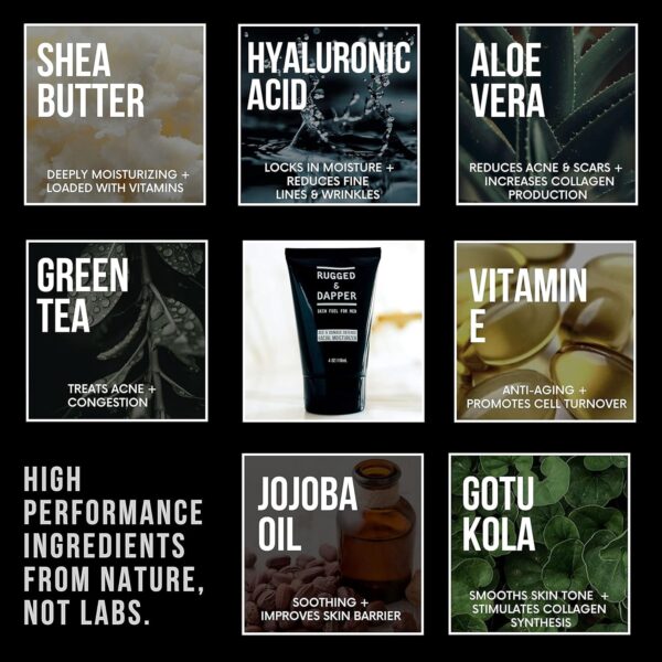 RUGGED & DAPPER - Age Defense Face Moisturizer for Men | 4oz | Hydrating Mens Face Lotion | Unscented + Anti- Aging Formula for Clear Skin | Natural Ingredients | Made in USA