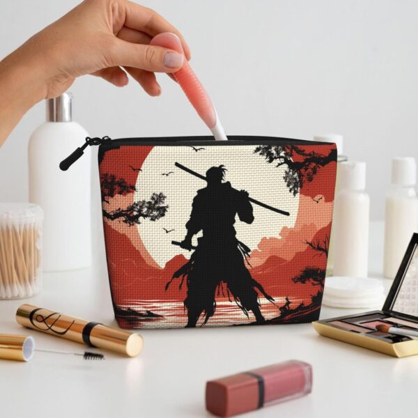 Linen Makeup Bag For Women, Waterproof Travel Cosmetic Organizer Lightweight Zipper Travel Toiletry Bag Organizer Samurai Makeup Brushes Storage Bag