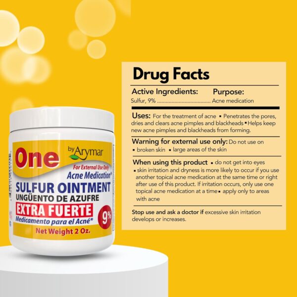 Arymar Sulfur Ointment 9% Acne Spot Treatment for Face and Body (2oz / Pack of 1)