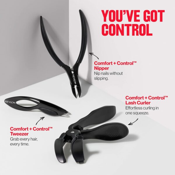 Revlon Comfort and Control Eyelash Curler, Easy to Use with Storage for Refill Pads