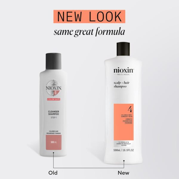 Nioxin System 4 Scalp + Hair Thickening Shampoo for Colored, Dry, & Damaged Hair with Progressed Thinning | Maintain Vibrant Color | Cleanse, Nourish & Boost Hair Density with Niacinamide & Biotin