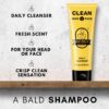 Bee Bald CLEAN Daily Head & Face Cleanser, Refreshes and Thoroughly Washes, Premium Bald Head Care for Men and Women, 4 fl Oz