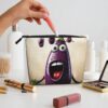 Linen Makeup Bag For Women, Waterproof Travel Cosmetic Organizer Lightweight Zipper Travel Toiletry Bag Organizer Cartoon Eggplant Makeup Brushes Storage Bag