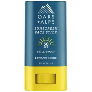 Oars + Alps Matte Face Sunscreen Stick, SPF 50 Travel Sunscreen Roll On for Face & Body, Fragrance Free, Water & Sweat Resistant Sunblock, All Skin Types, Dermatologist Tested, Moisturizing