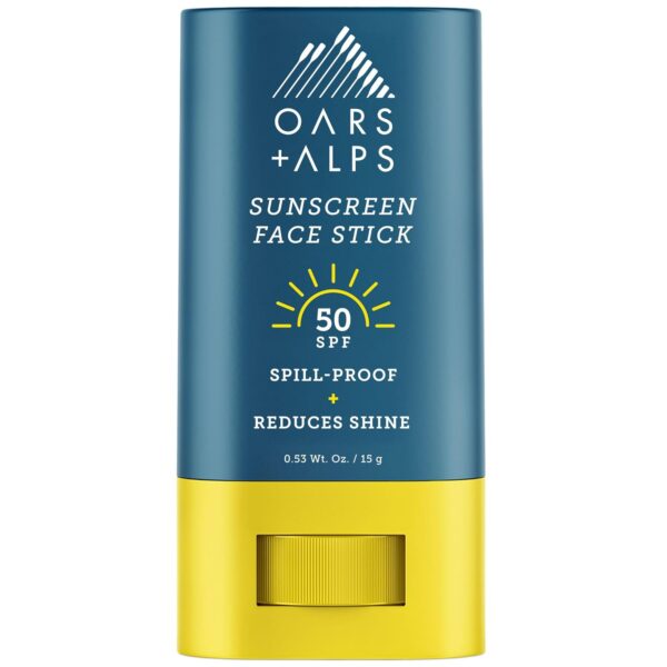 Oars + Alps Matte Face Sunscreen Stick, SPF 50 Travel Sunscreen Roll On for Face & Body, Fragrance Free, Water & Sweat Resistant Sunblock, All Skin Types, Dermatologist Tested, Moisturizing
