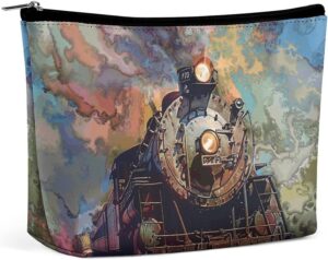 Toiletry Bag for Women Beautiful Steam Train Cosmetic Bag Portable Capacity Travel Makeup Bags with Zipper Lightweight Cute Beauty Makeup Organizer for Traveling, Accessories, Essentials