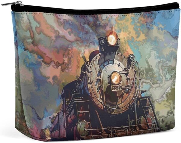 Toiletry Bag for Women Beautiful Steam Train Cosmetic Bag Portable Capacity Travel Makeup Bags with Zipper Lightweight Cute Beauty Makeup Organizer for Traveling, Accessories, Essentials
