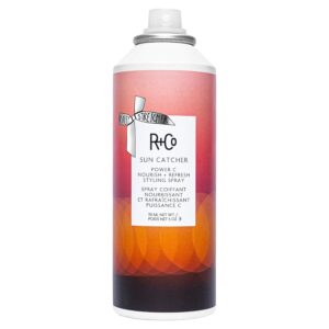 R+Co SUN CATCHER Power C Nourish + Refresh Styling Spray | Vitamin C Leave-In Mist with 450°F Heat, UV & Pollution Protection | Hydrating with Hyaluronic Acid & Vegan Peptides | 5 oz