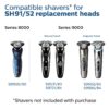 Philips Norelco Genuine SH91/52 Replacement Shaving Heads Compatible with Norelco Shaver Series S9000 and 9000 Prestige, Latest Version for Refreshed SH90/70, SH98/70, and SH98/80